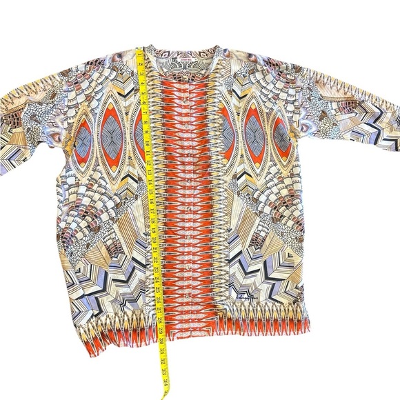 Johnny Was Vibrant Orange and Cream Tunic - Picture 7 of 9